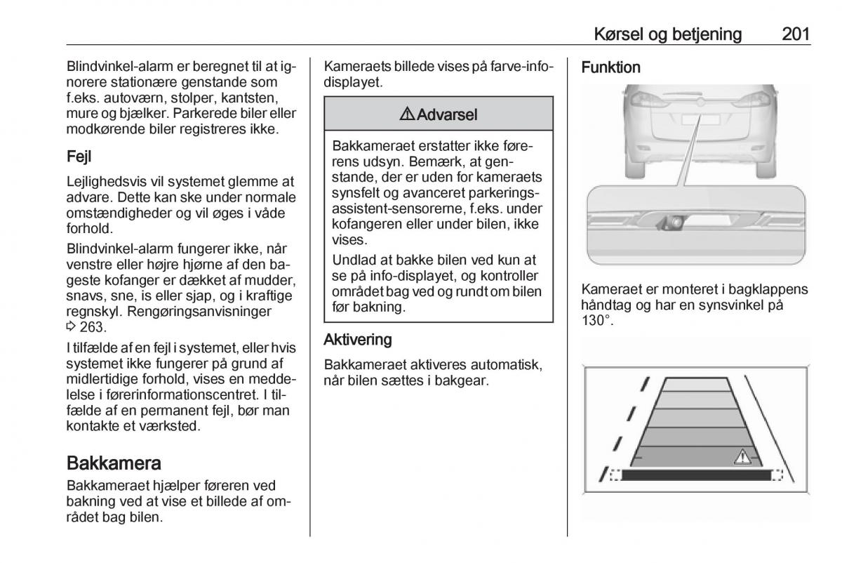 manual  Opel Zafira C Tourer Bilens instruktionsbog / page 203