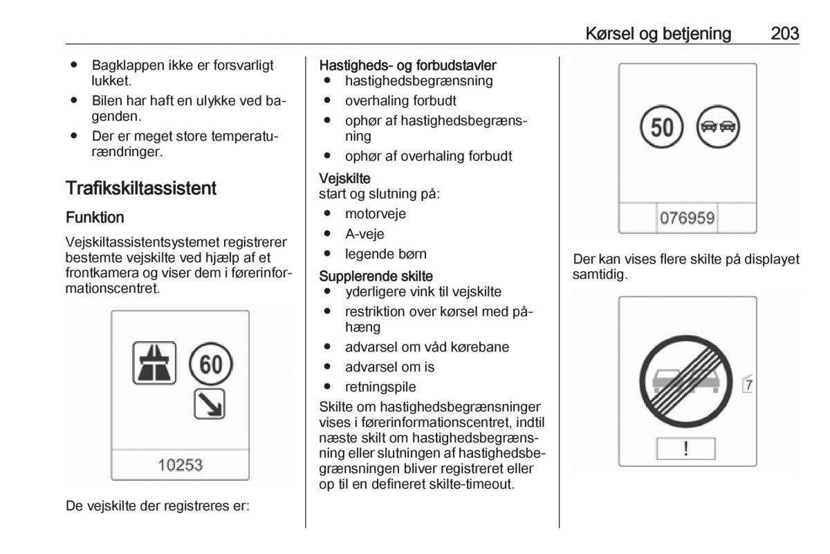 manual  Opel Zafira C Tourer Bilens instruktionsbog / page 205