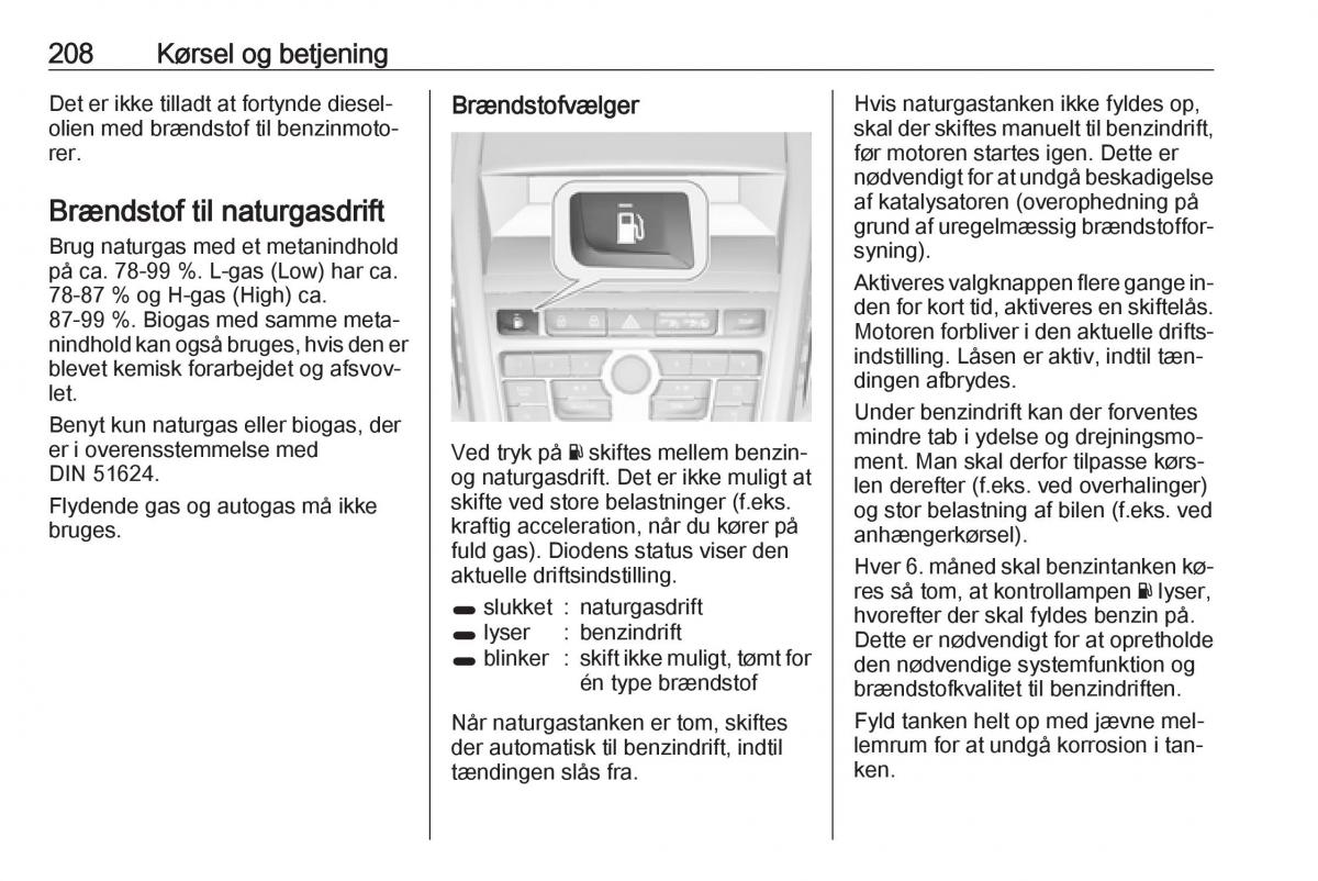 manual  Opel Zafira C Tourer Bilens instruktionsbog / page 210