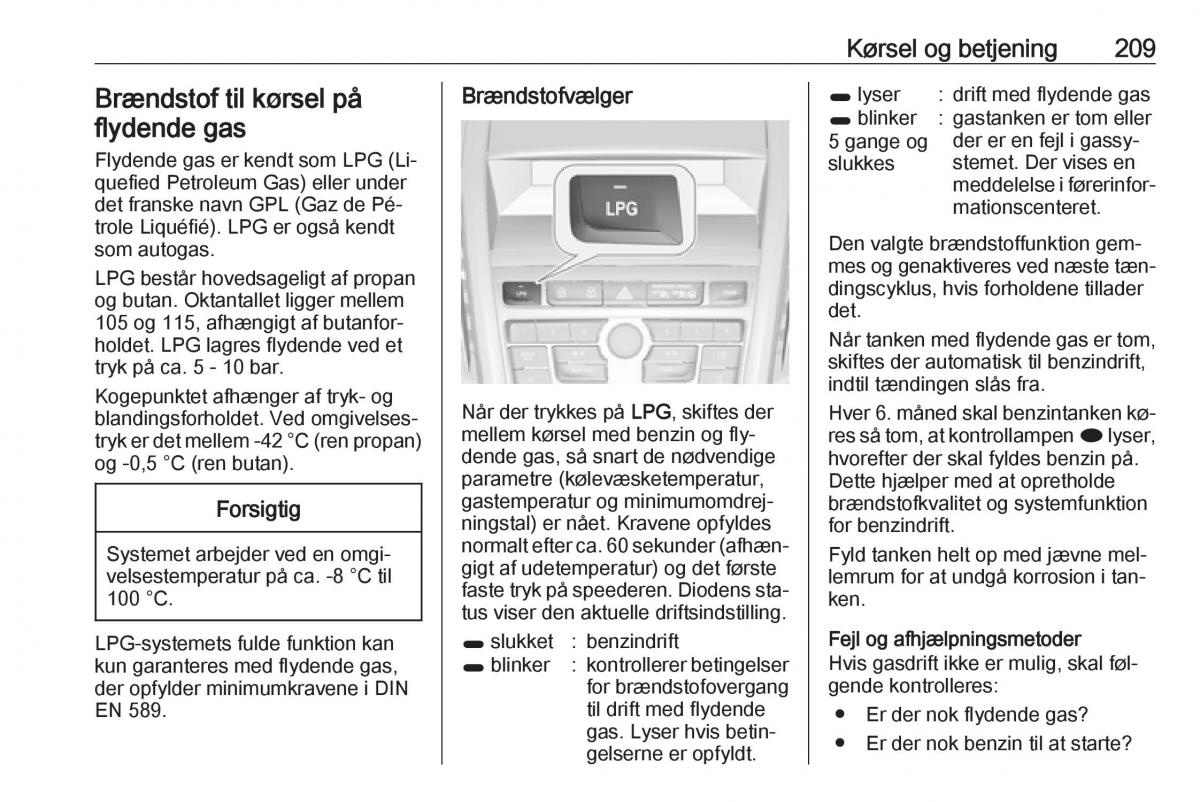 manual  Opel Zafira C Tourer Bilens instruktionsbog / page 211