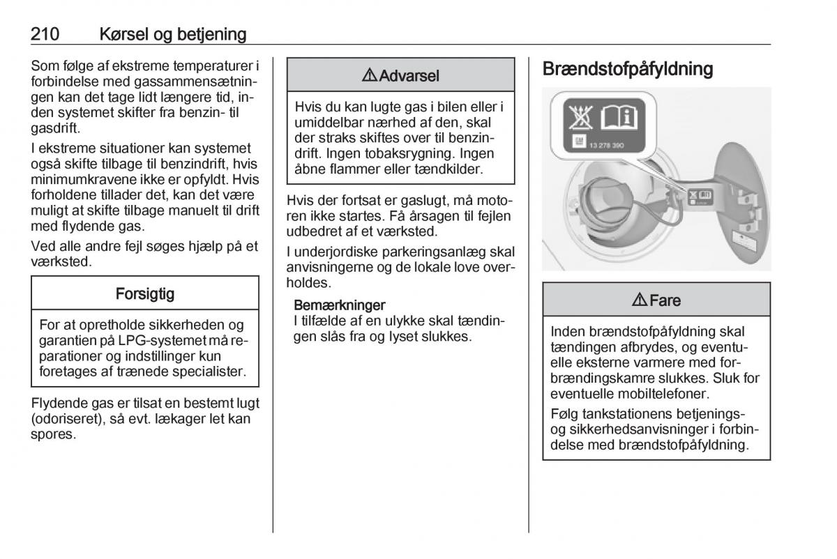 manual  Opel Zafira C Tourer Bilens instruktionsbog / page 212