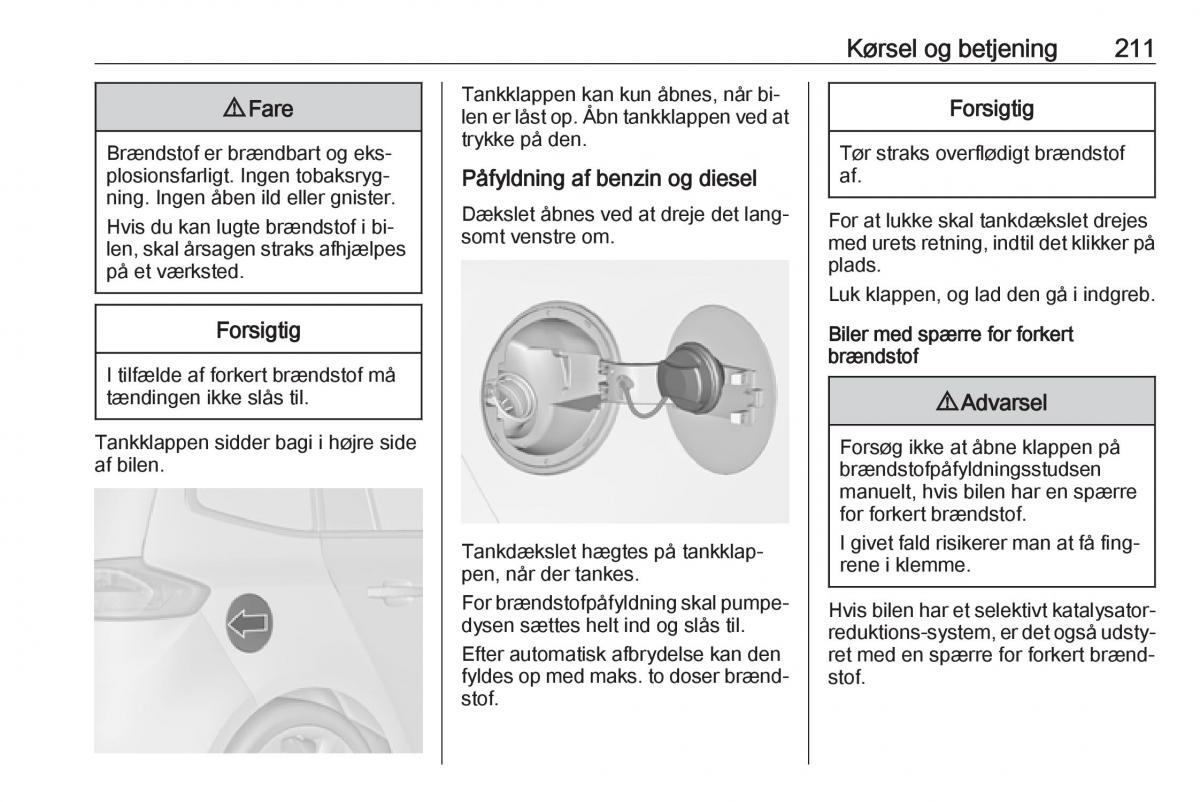 manual  Opel Zafira C Tourer Bilens instruktionsbog / page 213