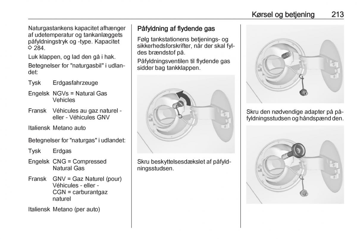 manual  Opel Zafira C Tourer Bilens instruktionsbog / page 215