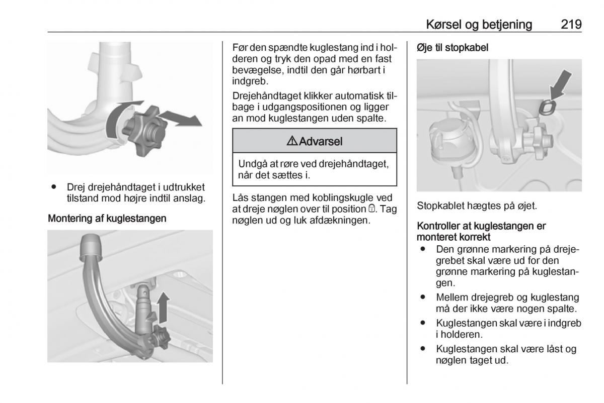 manual  Opel Zafira C Tourer Bilens instruktionsbog / page 221