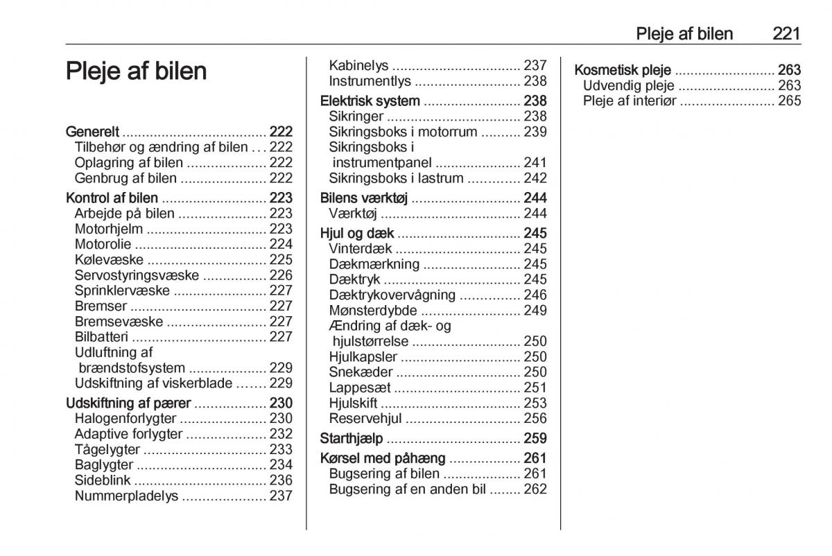 manual  Opel Zafira C Tourer Bilens instruktionsbog / page 223