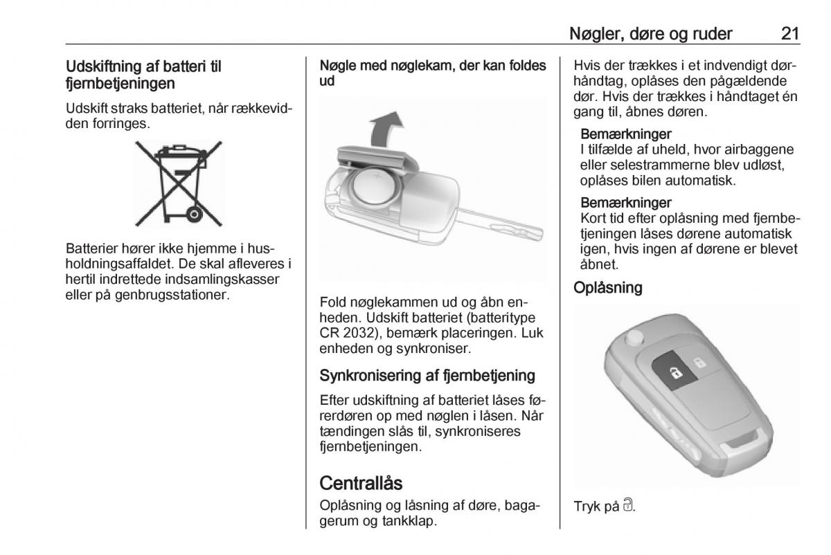 manual  Opel Zafira C Tourer Bilens instruktionsbog / page 23