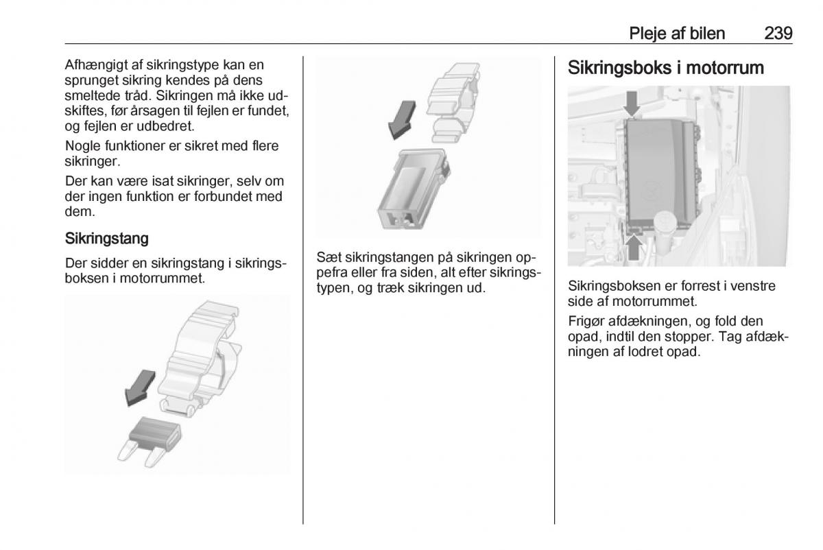 manual  Opel Zafira C Tourer Bilens instruktionsbog / page 241