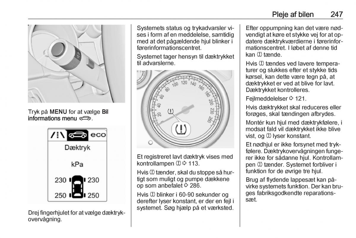 manual  Opel Zafira C Tourer Bilens instruktionsbog / page 249