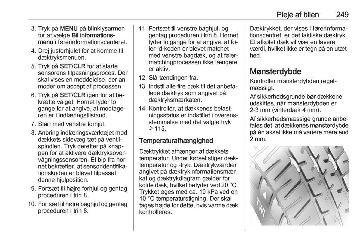 manual  Opel Zafira C Tourer Bilens instruktionsbog / page 251