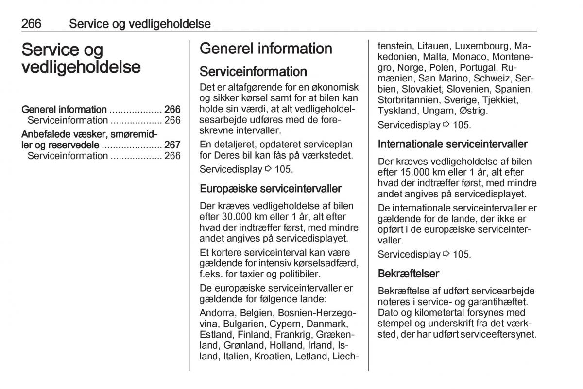 manual  Opel Zafira C Tourer Bilens instruktionsbog / page 268