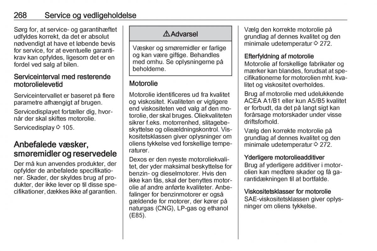 manual  Opel Zafira C Tourer Bilens instruktionsbog / page 270