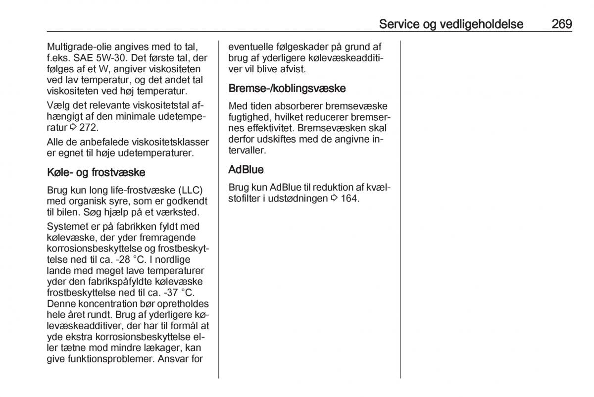 manual  Opel Zafira C Tourer Bilens instruktionsbog / page 271