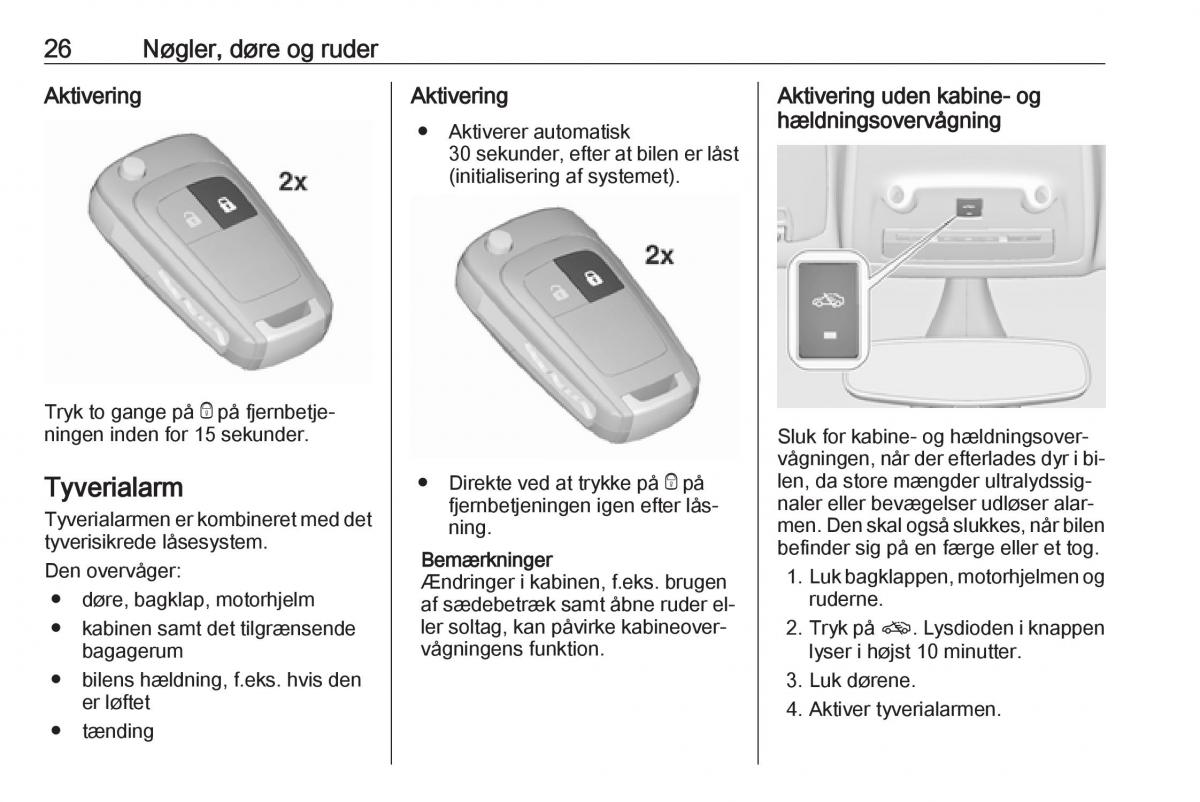 manual  Opel Zafira C Tourer Bilens instruktionsbog / page 28