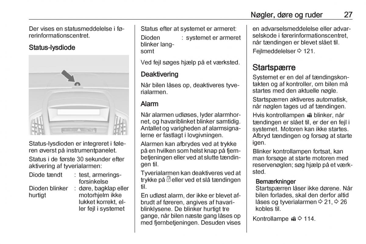 Opel Zafira C Tourer Bilens instruktionsbog / page 29