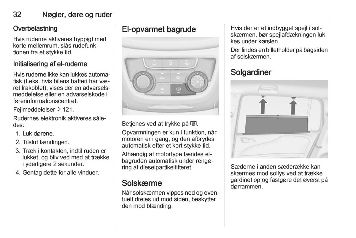 manual  Opel Zafira C Tourer Bilens instruktionsbog / page 34