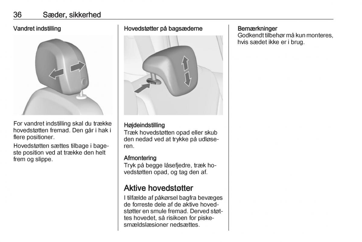 manual  Opel Zafira C Tourer Bilens instruktionsbog / page 38