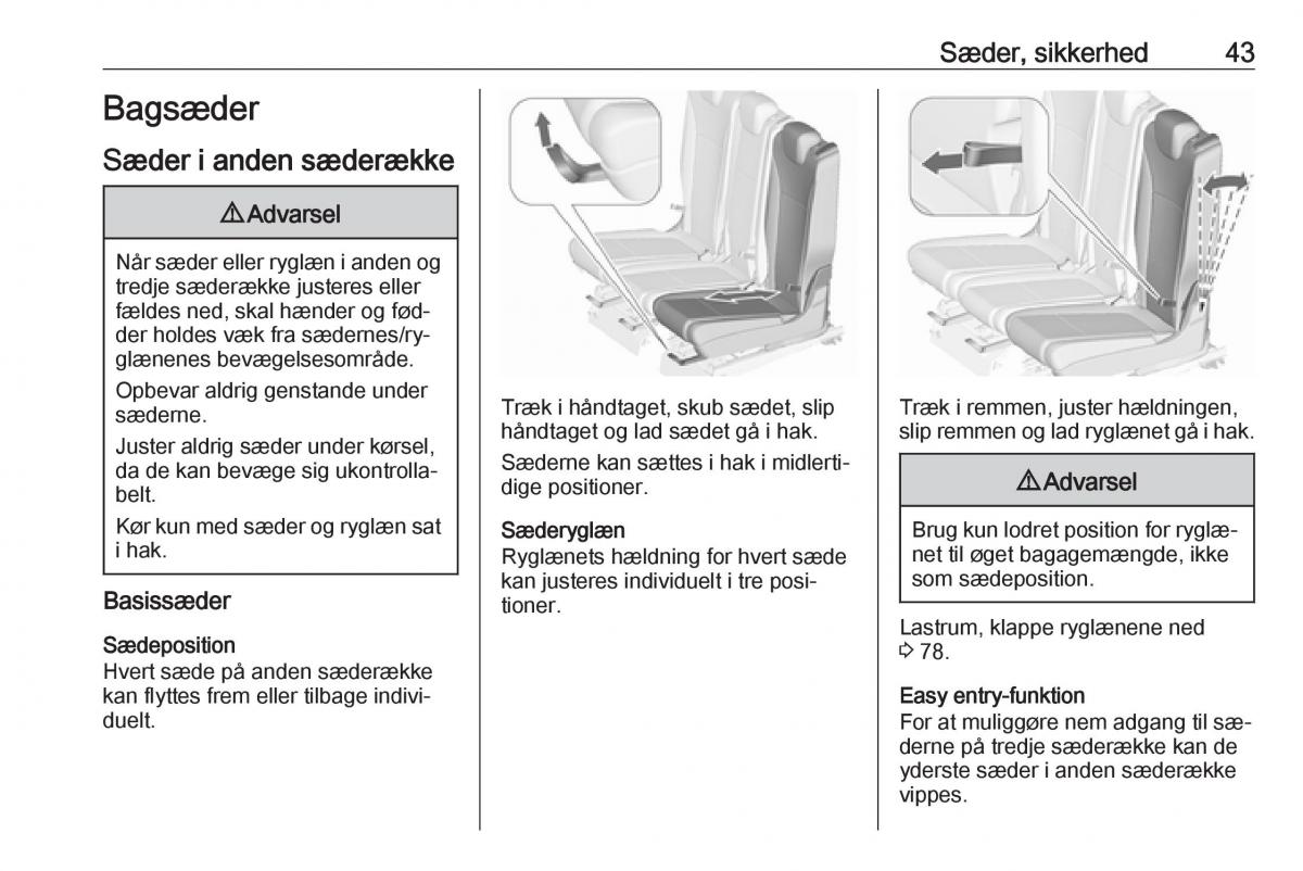 manual  Opel Zafira C Tourer Bilens instruktionsbog / page 45