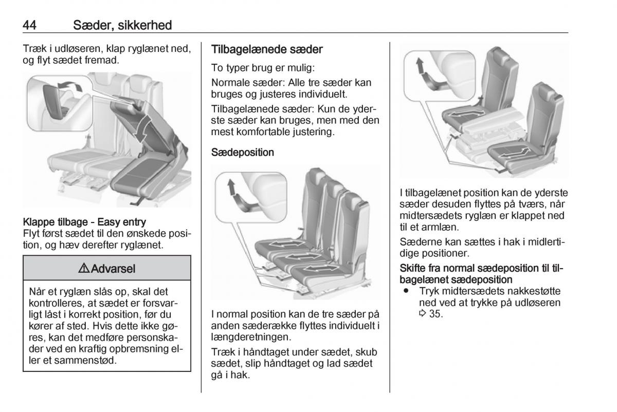 Opel Zafira C Tourer Bilens instruktionsbog / page 46