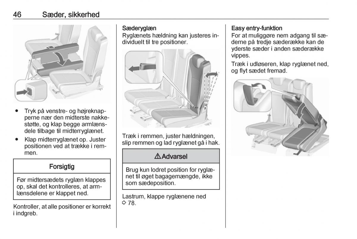 manual  Opel Zafira C Tourer Bilens instruktionsbog / page 48