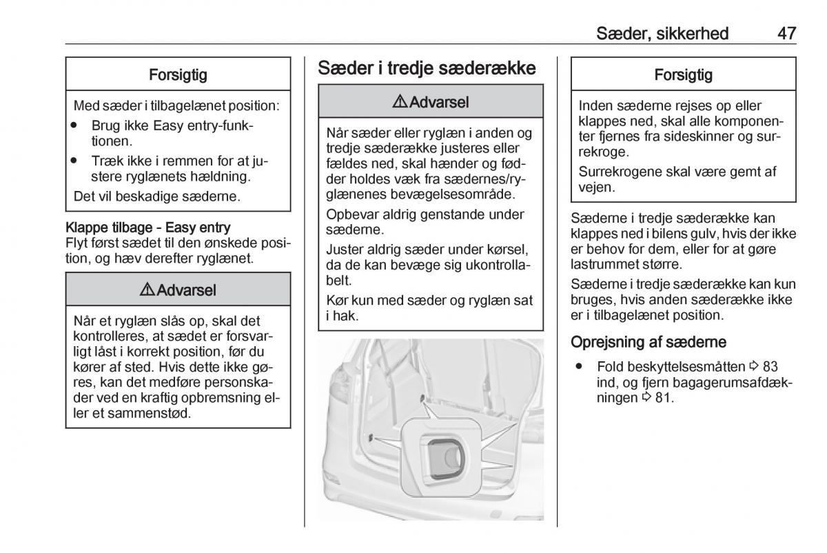 manual  Opel Zafira C Tourer Bilens instruktionsbog / page 49