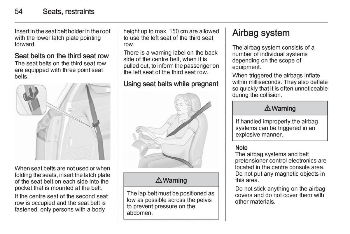 Opel Zafira C Tourer owners manual / page 56