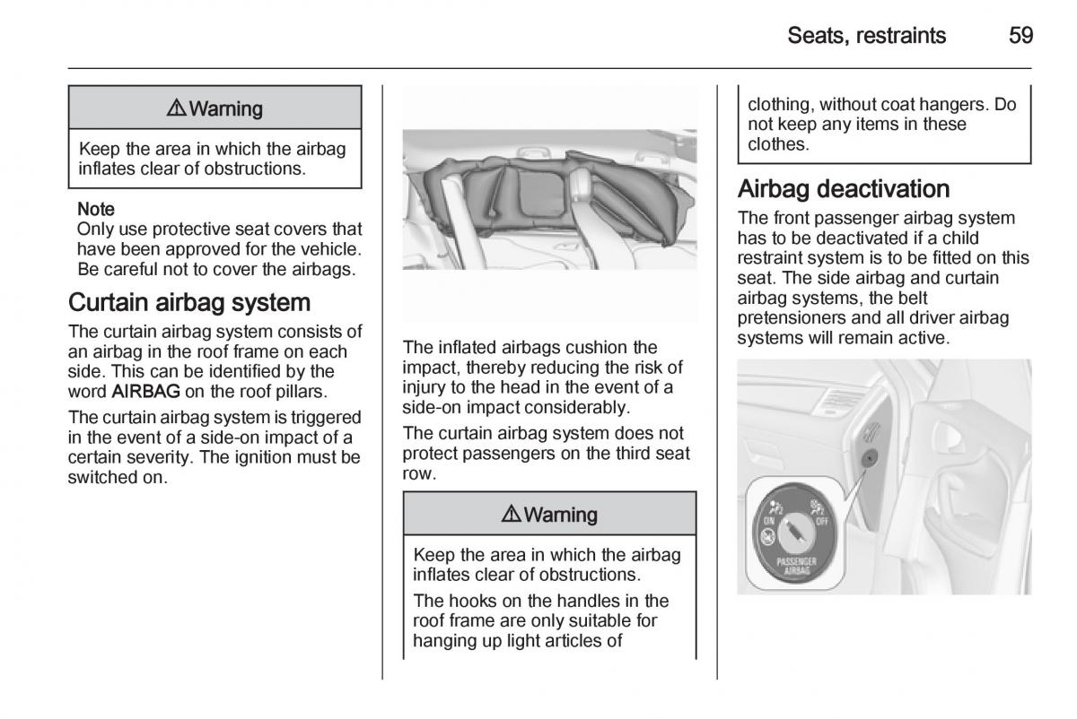 Opel Zafira C Tourer owners manual / page 61