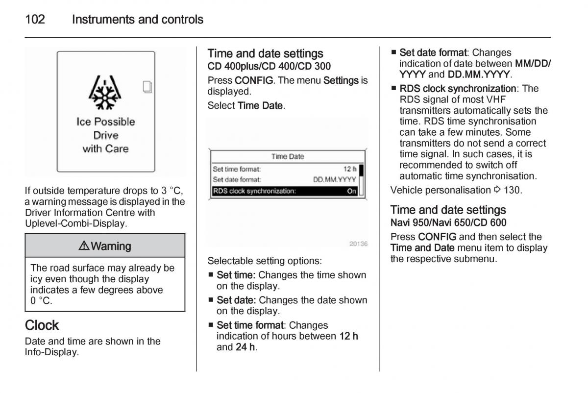 Opel Zafira C Tourer owners manual / page 104