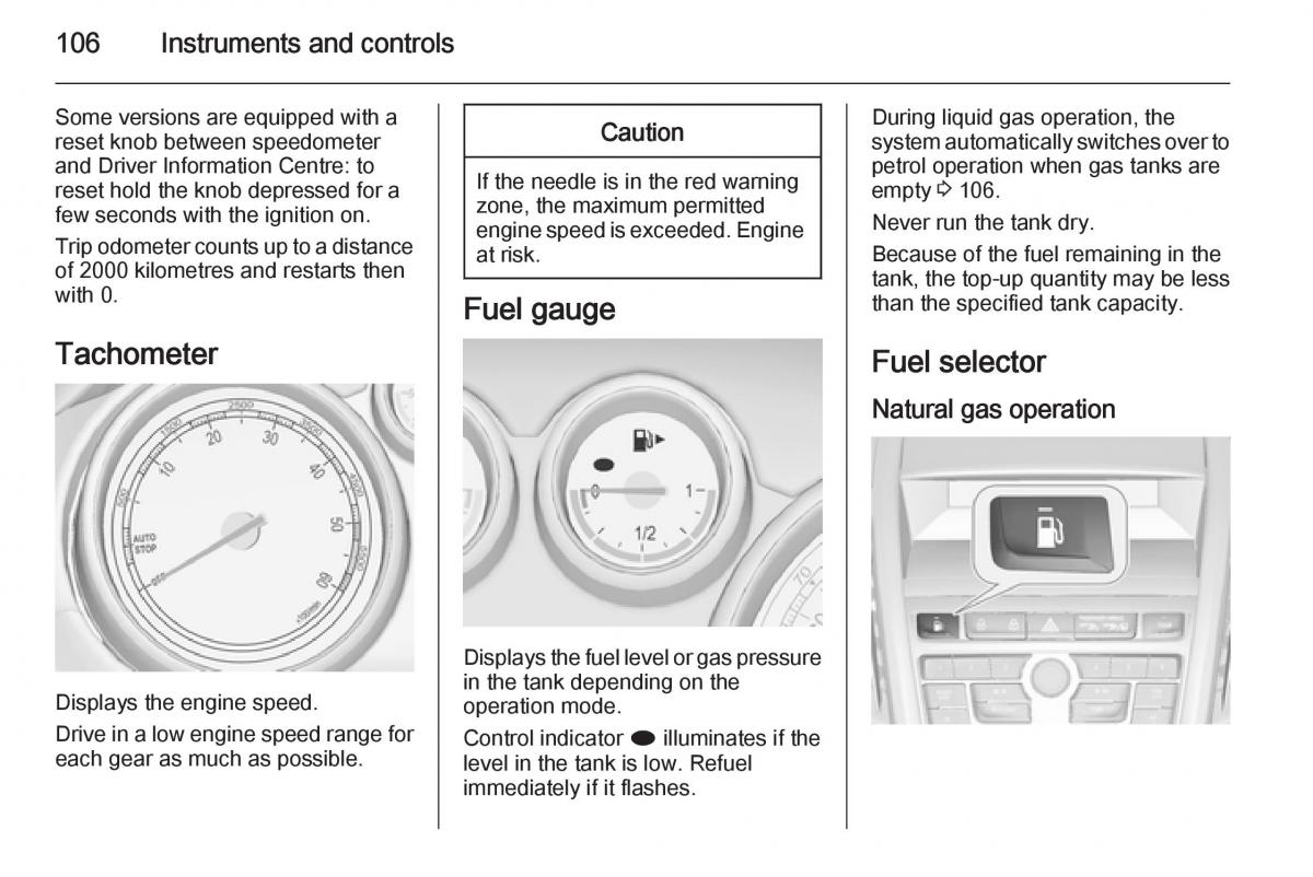 Opel Zafira C Tourer owners manual / page 108