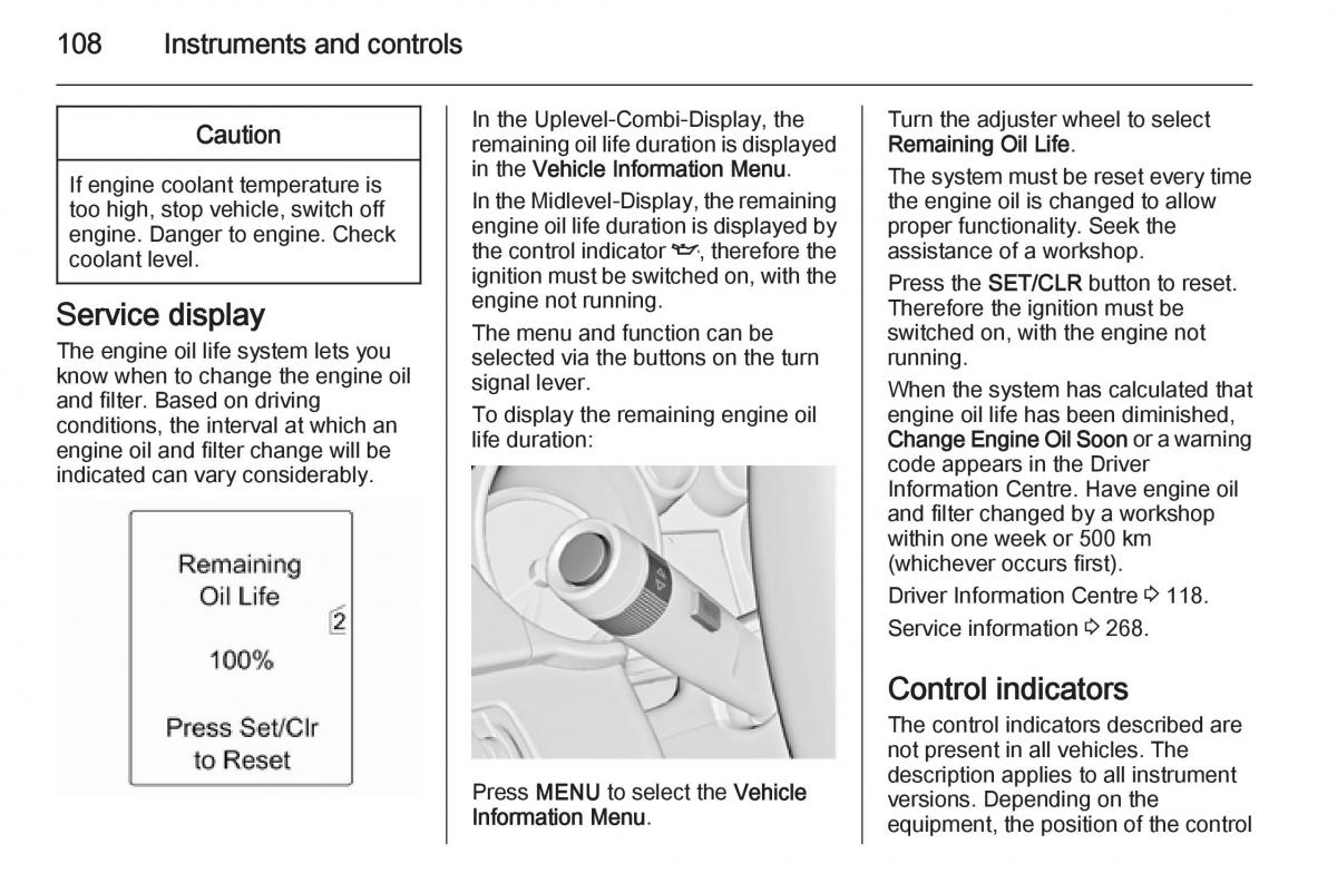 Opel Zafira C Tourer owners manual / page 110