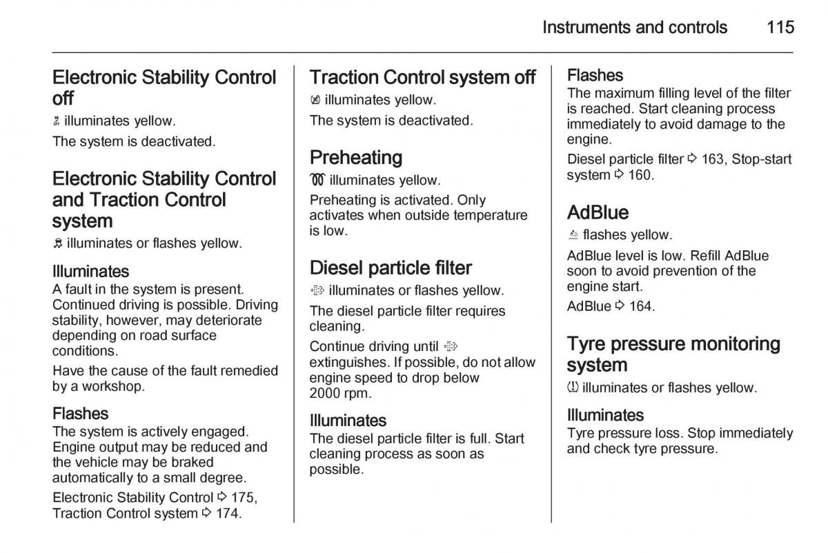 Opel Zafira C Tourer owners manual / page 117