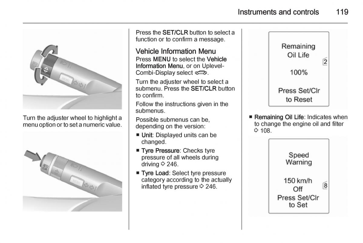 Opel Zafira C Tourer owners manual / page 121