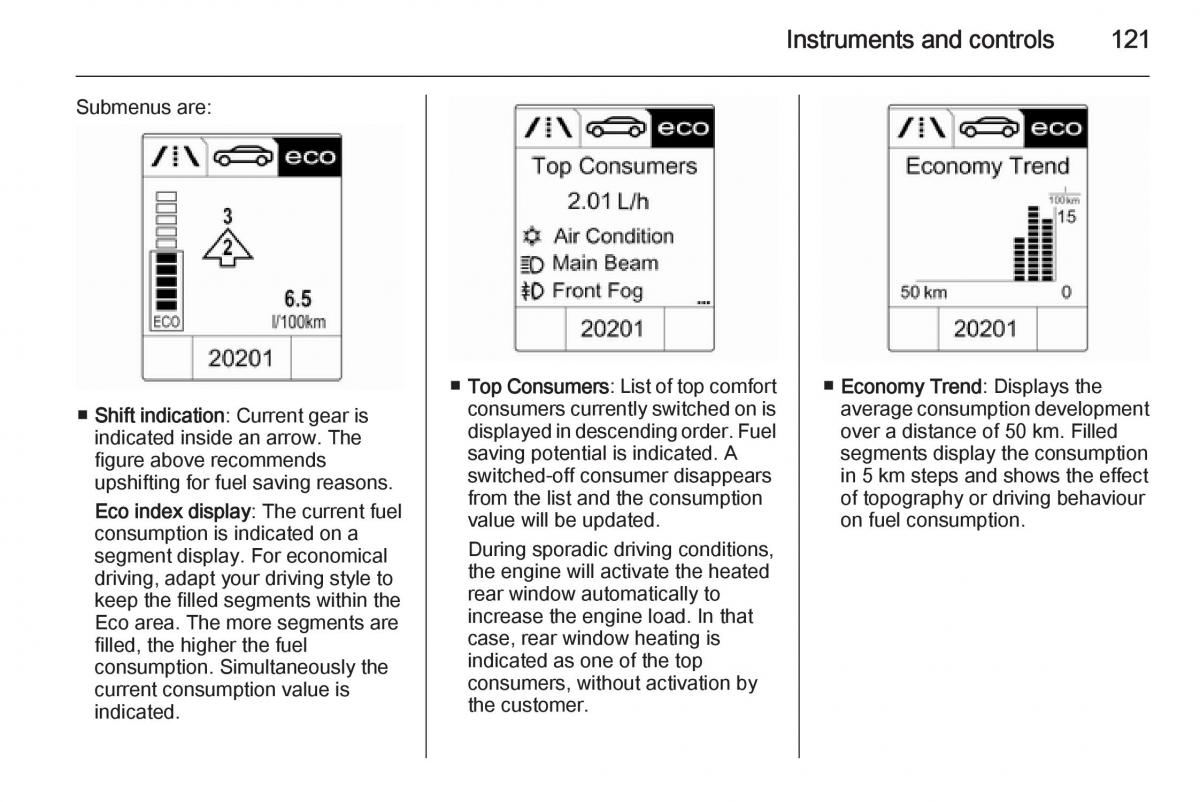 Opel Zafira C Tourer owners manual / page 123