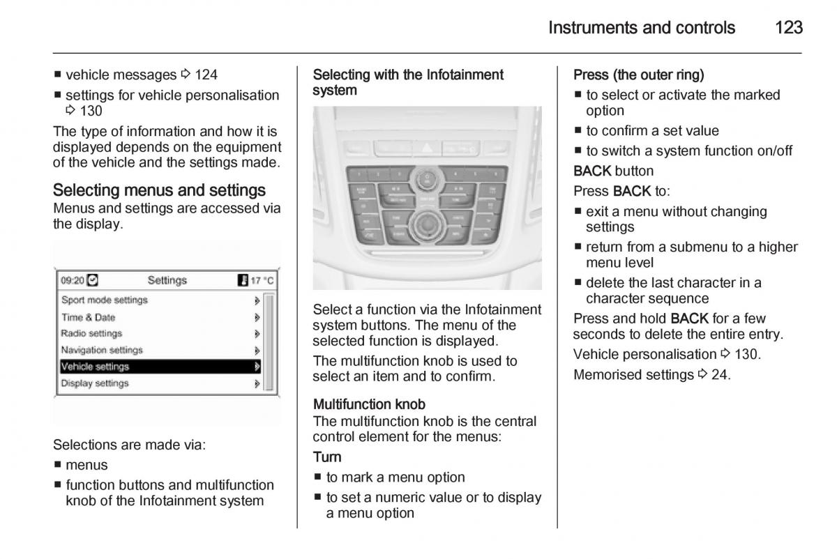 Opel Zafira C Tourer owners manual / page 125