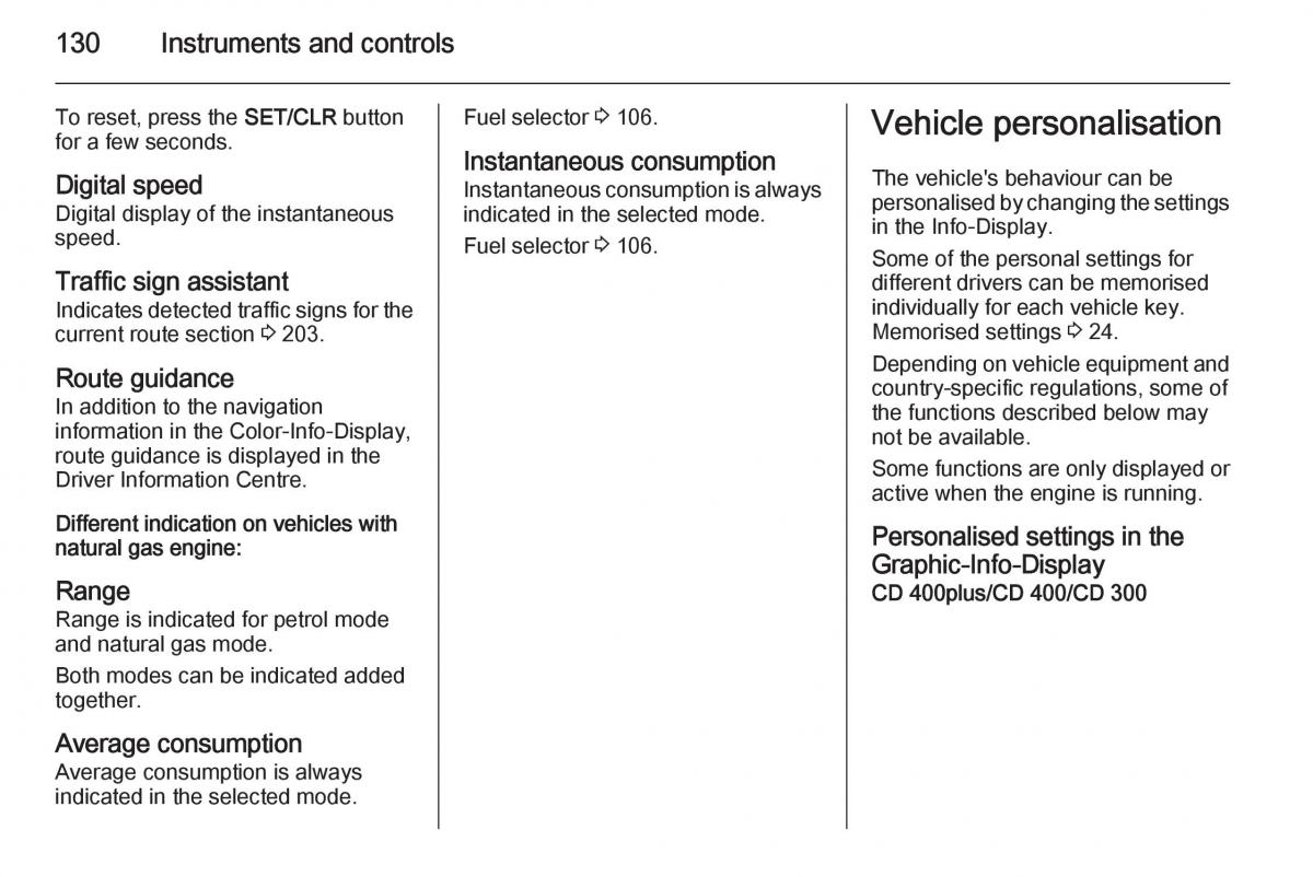 Opel Zafira C Tourer owners manual / page 132