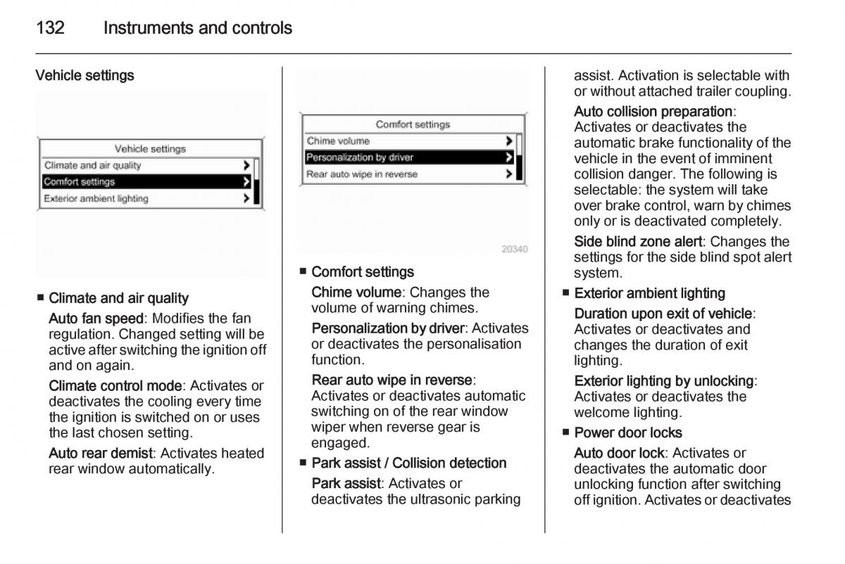 Opel Zafira C Tourer owners manual / page 134