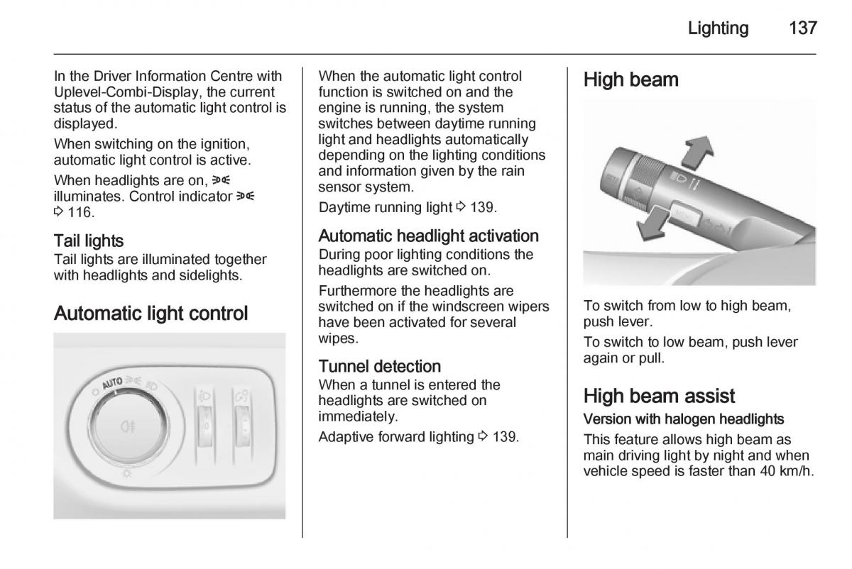 Opel Zafira C Tourer owners manual / page 139