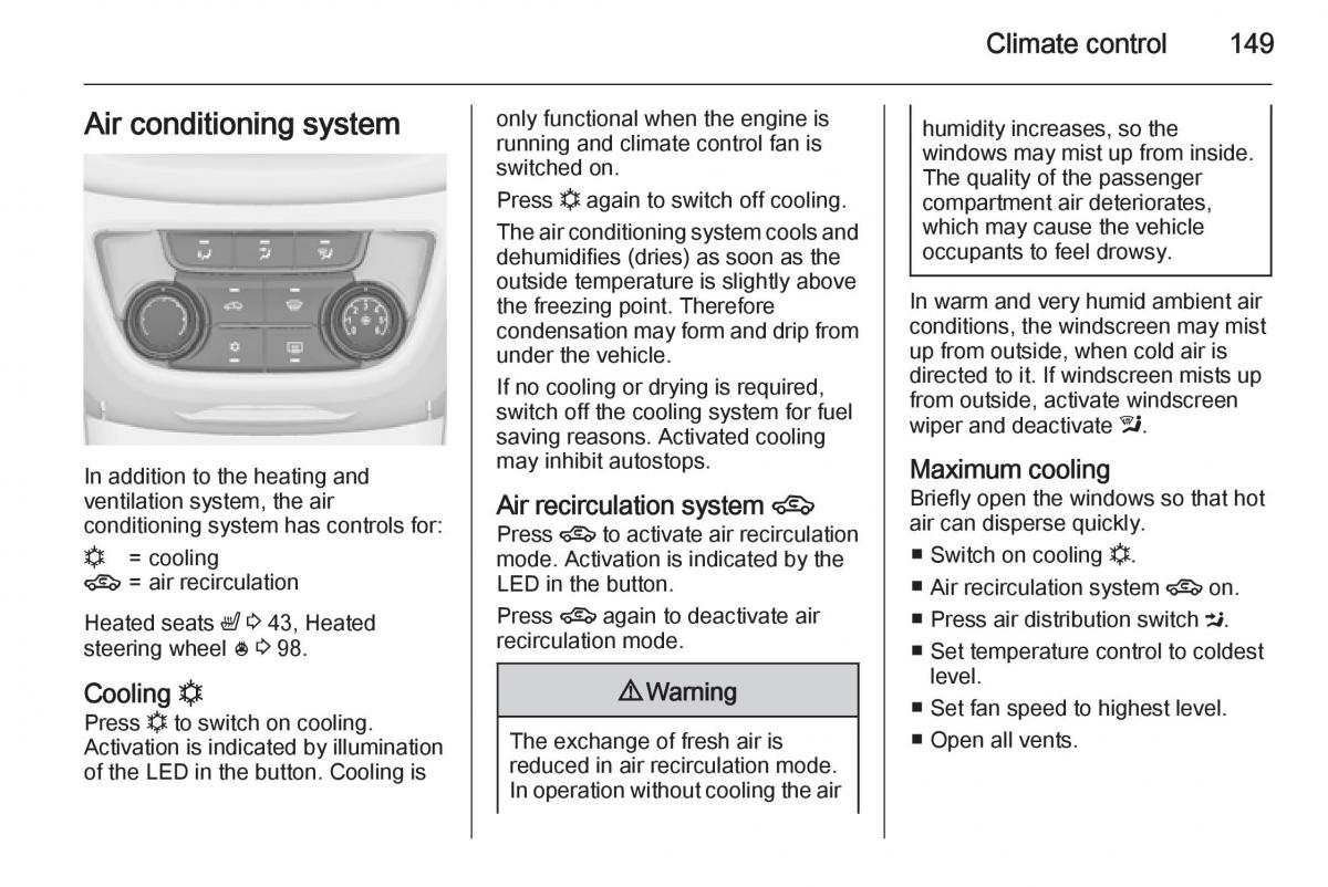 Opel Zafira C Tourer owners manual / page 151