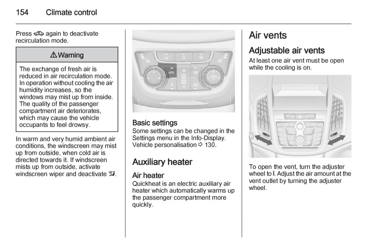 Opel Zafira C Tourer owners manual / page 156