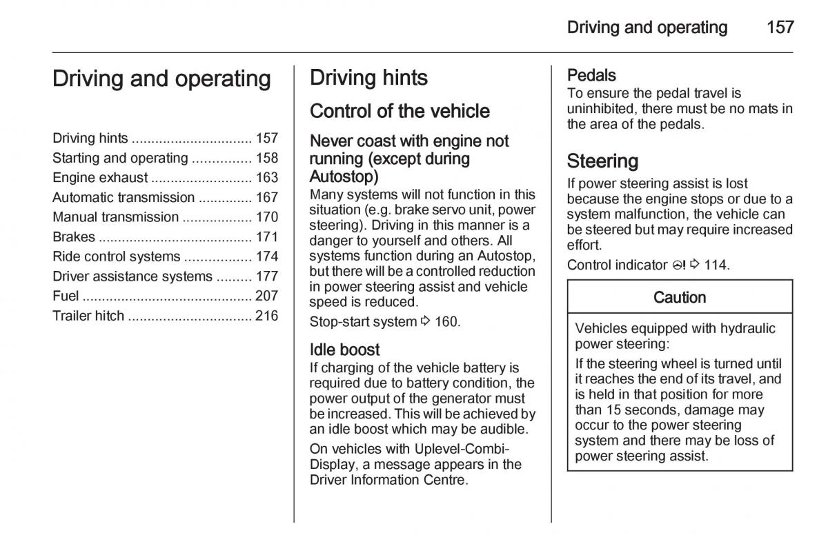 Opel Zafira C Tourer owners manual / page 159