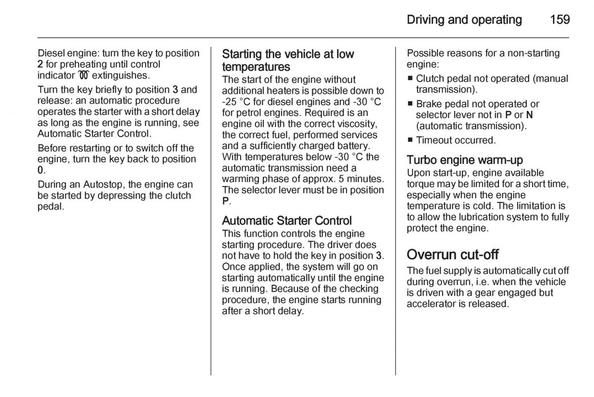 Opel Zafira C Tourer owners manual / page 161