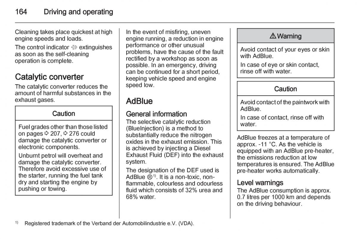 Opel Zafira C Tourer owners manual / page 166