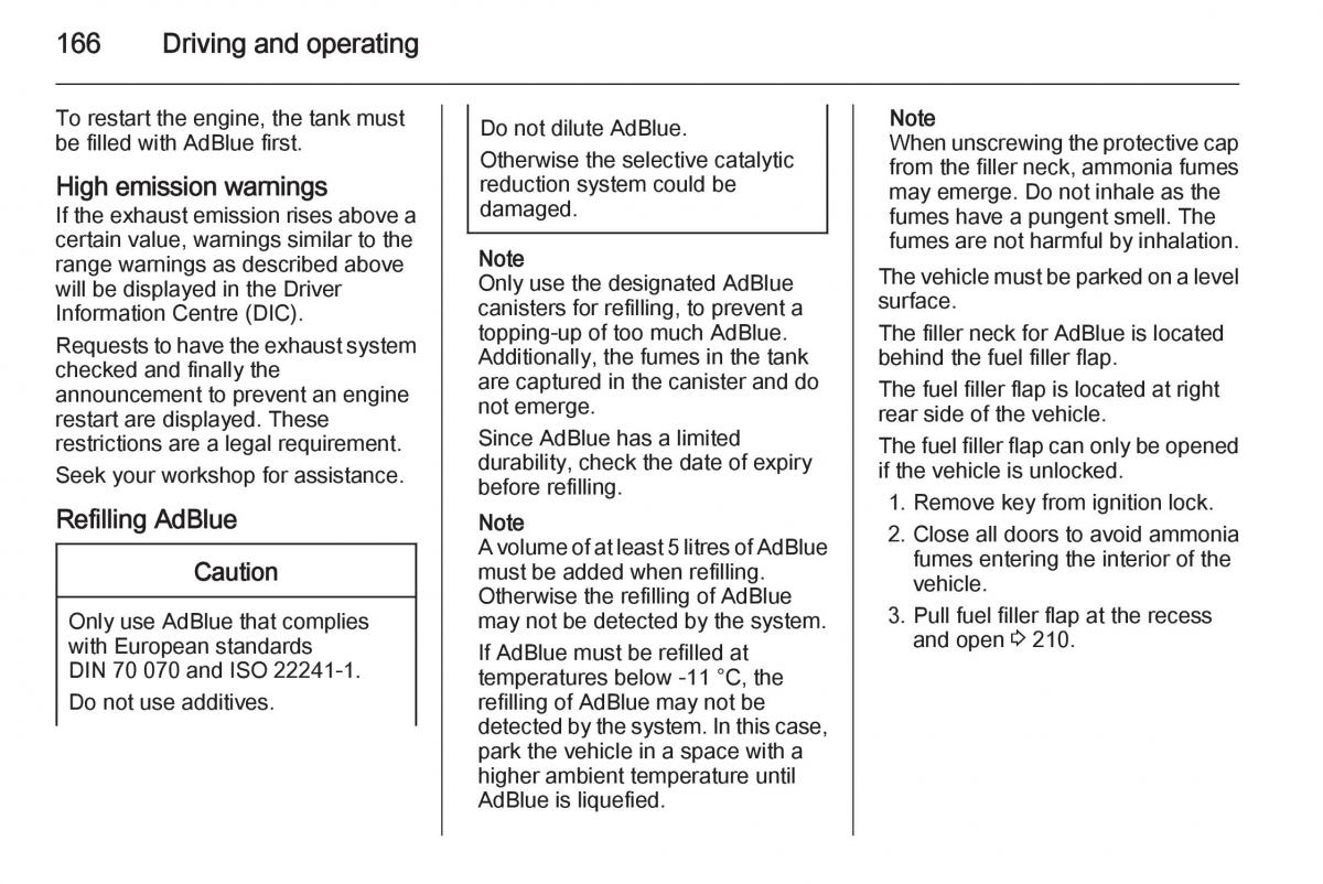 Opel Zafira C Tourer owners manual / page 168