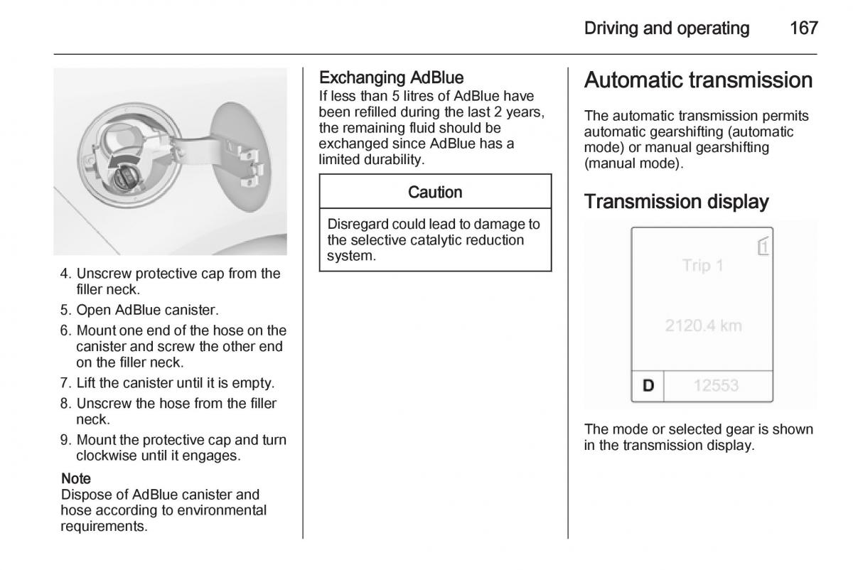 Opel Zafira C Tourer owners manual / page 169