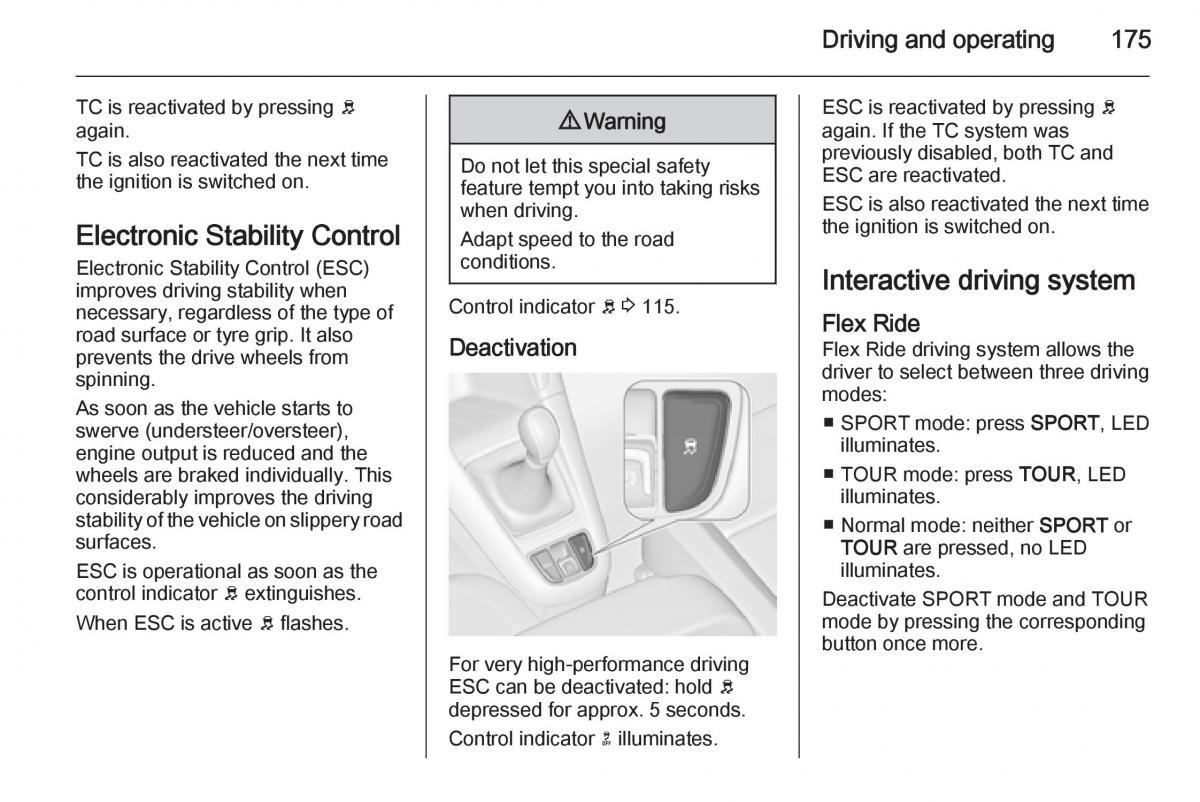 Opel Zafira C Tourer owners manual / page 177