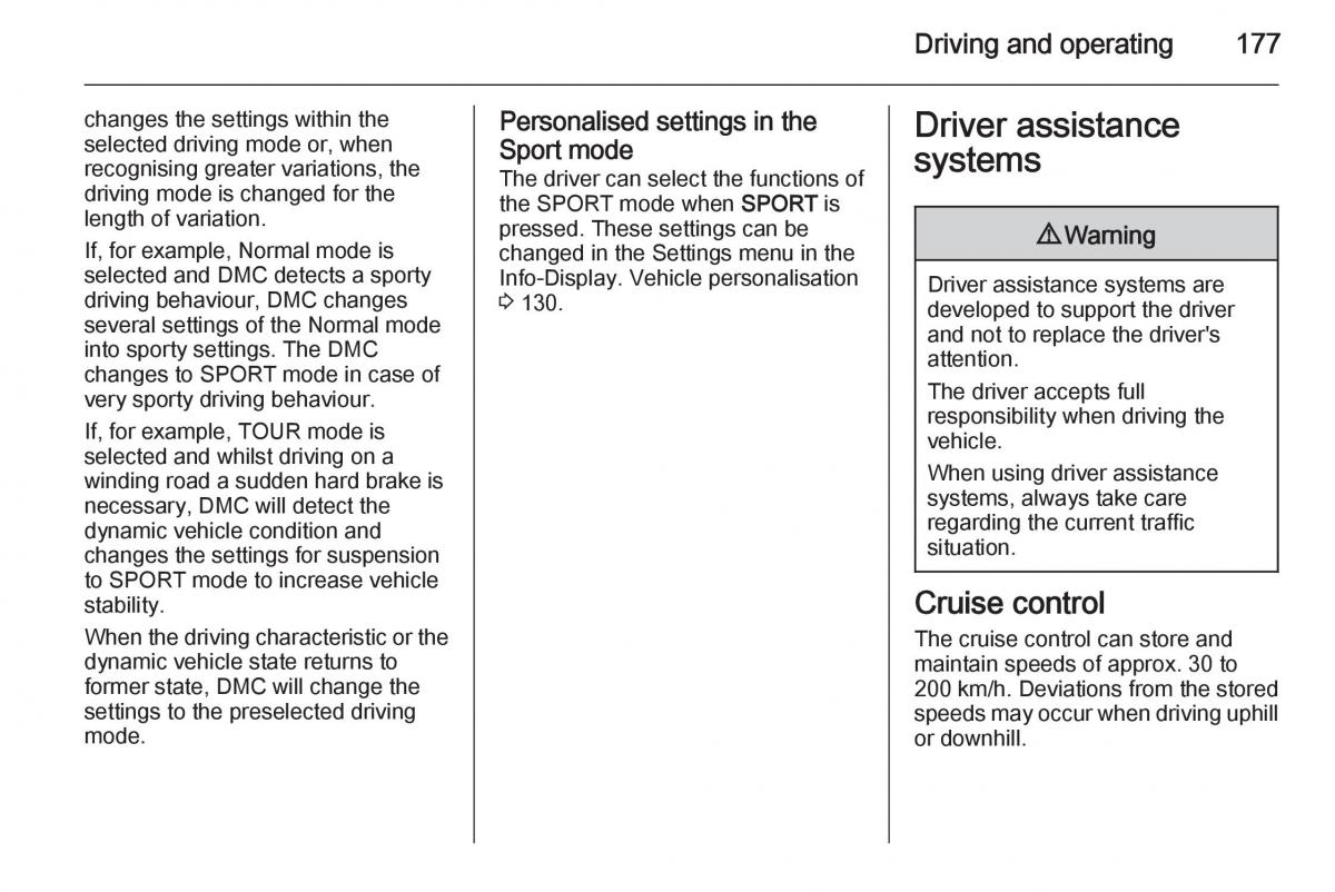 Opel Zafira C Tourer owners manual / page 179