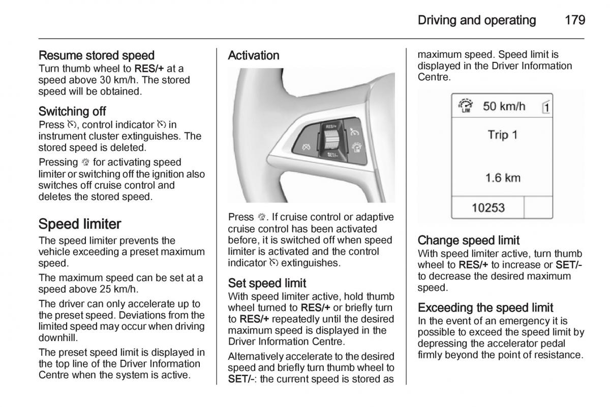 Opel Zafira C Tourer owners manual / page 181