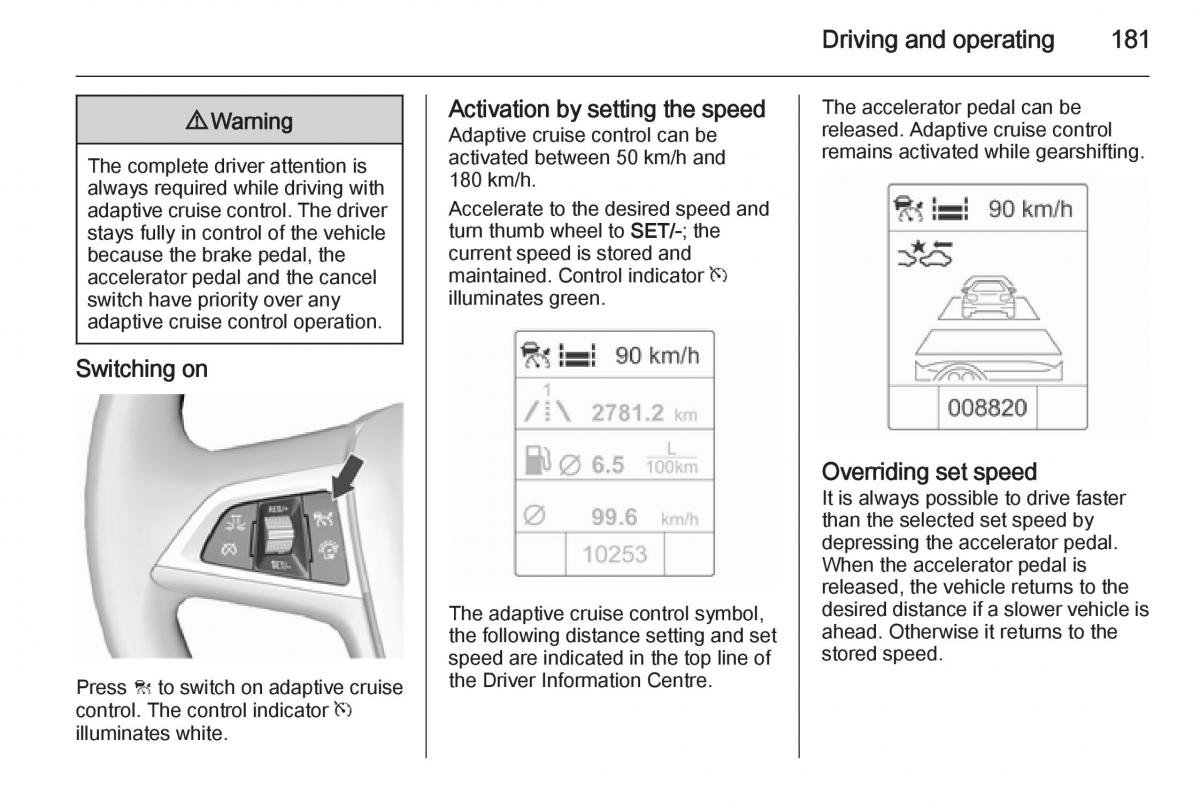 Opel Zafira C Tourer owners manual / page 183