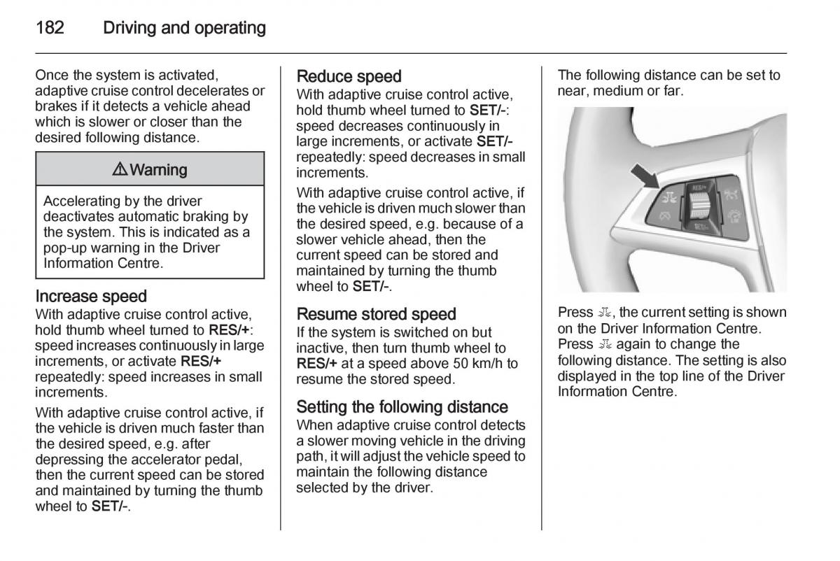 Opel Zafira C Tourer owners manual / page 184