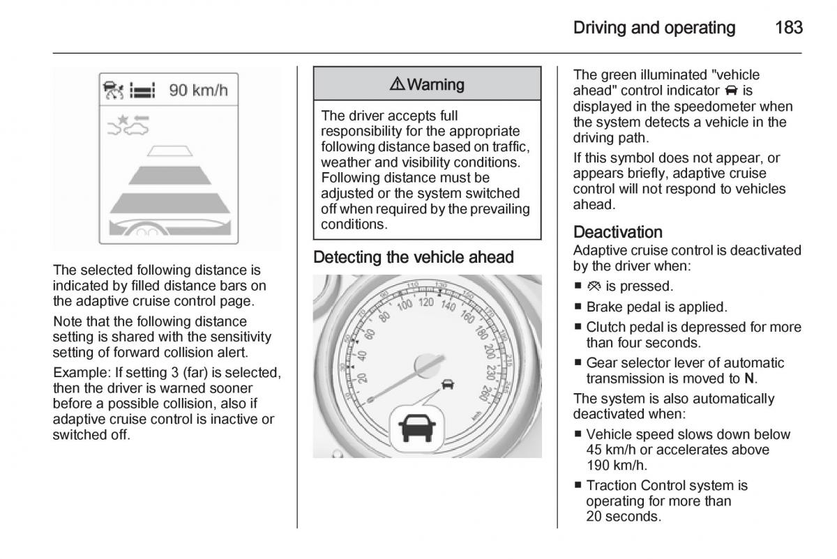 Opel Zafira C Tourer owners manual / page 185