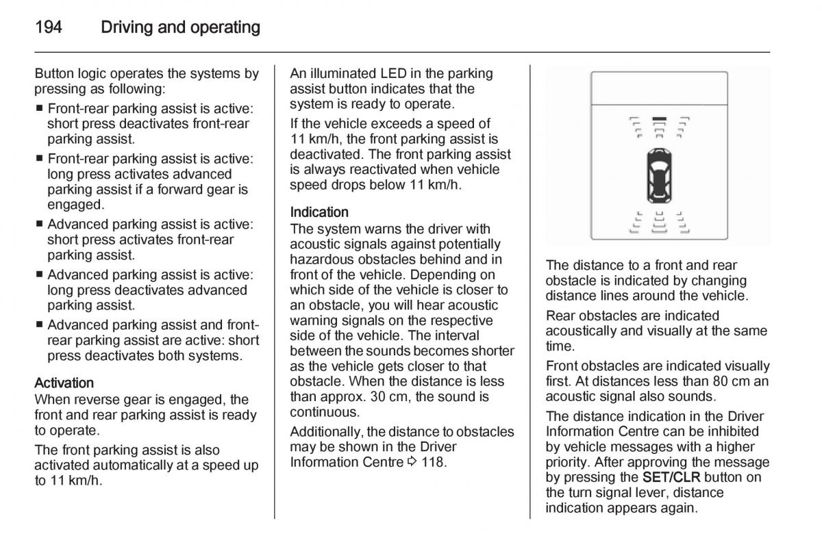 Opel Zafira C Tourer owners manual / page 196